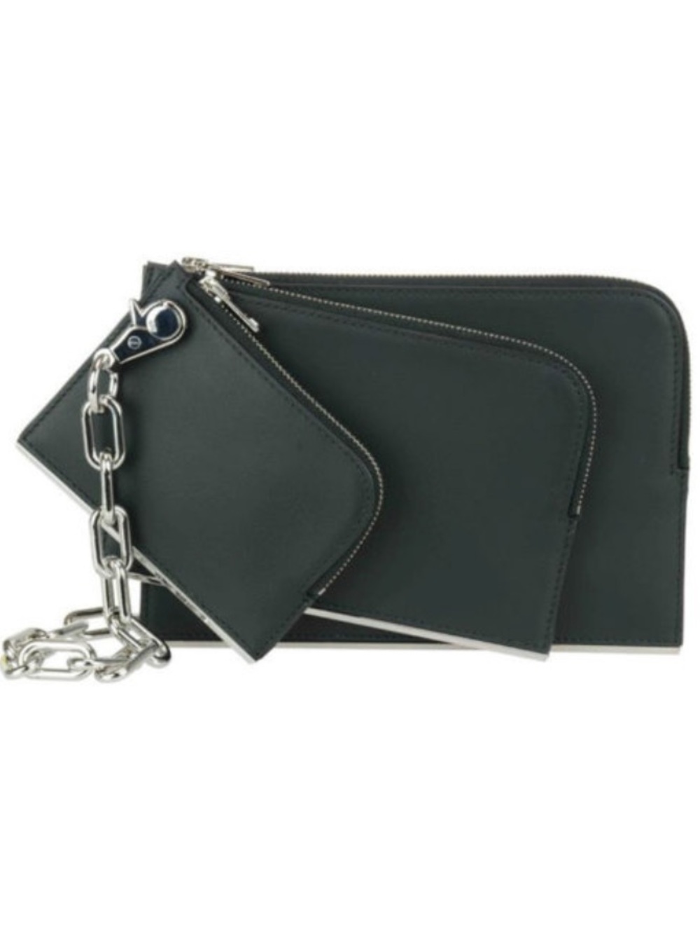 ALEXANDER WANG Black Leather Multi-Pouch Bag with Silver Chain